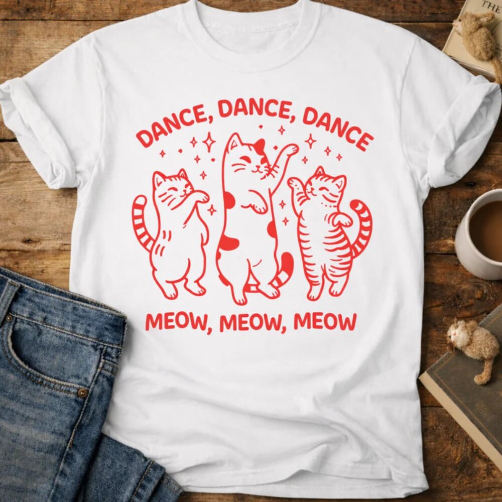Cute Dancing Cat Shirt, Funny Cat Tshirt, Cat Lover Gift